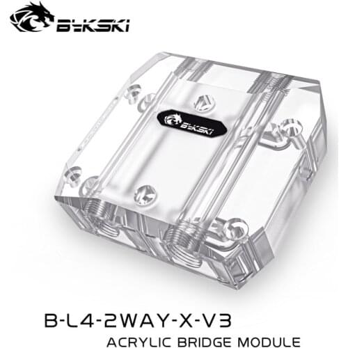 BYKSKI New G1/4" Multi Graphics Card Bridging Module Acrylic Connectors use for GPU Card L Terminal Block / Water Cooling System