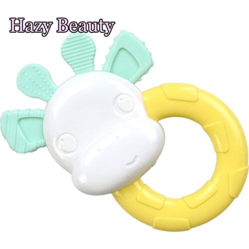 Cartoon Cow Toy Baby Rattle Bed Bell Ring Molar Plastic Ring Teether Baby Educational Toys Newborn Toys 0-12 Months