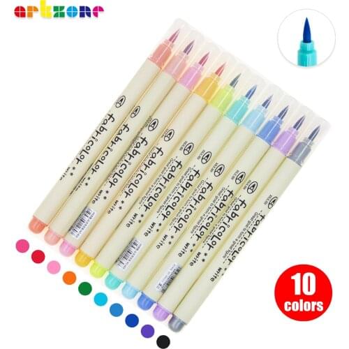 10PCS Watercolor Fineliner Brush Pen Set, Brush Color DIY Calligraph Pens Art Markers Writing School Stationery Supplies