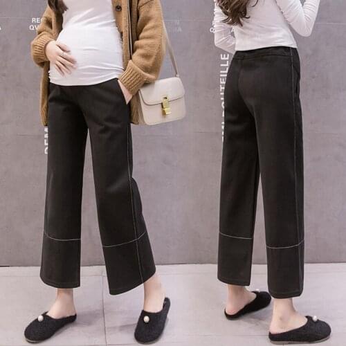 Autumn and winter new pregnant women wide leg pants material fashion wild wide leg pants Korean fashion pregnant women pants