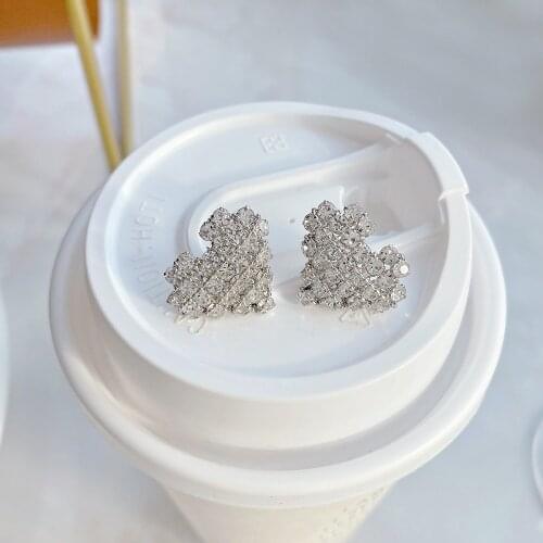 New Design 14K Gold Plated Heart Stud Earrings For Women Luxury Jewelry Zircon Earrings