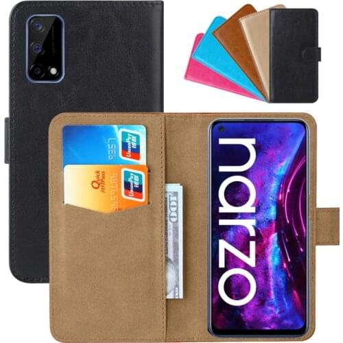 Luxury Wallet Case For Realme Narzo 30 Pro 5G PU Leather Retro Flip Cover Magnetic Fashion Cases Strap