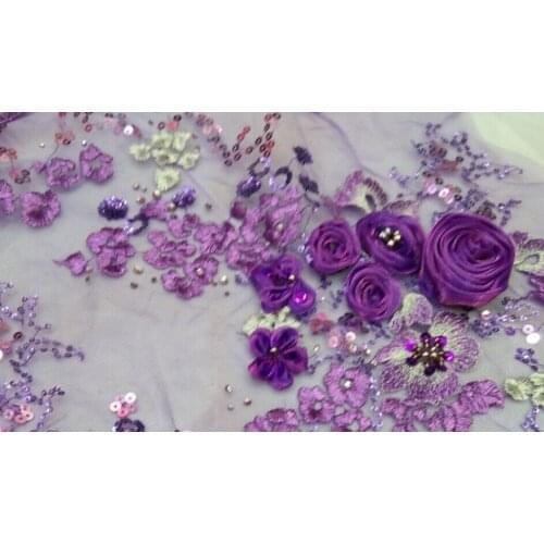 Most fashion African organza tulle fabric sequins and beads J-397-12 embroidery French net lace material