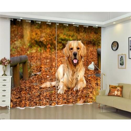 Curtains dog Luxury Blackout 3D Curtains For Living Room kids Bedroom Window Cortinas Drapes Rideaux Customized size pillowcase