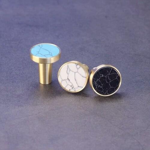 22/32/42mm Modern Round Marbleized Brass Drawer Knobs Kitchen Cabinet Door Handle Cupboard Chest Bin Hardware Wall Hanging Hook