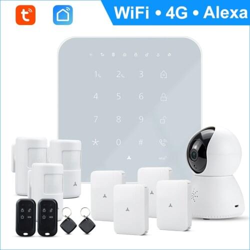 WIFI GSM 3G 4G home Security smart Alarm System Burglar optional kit Tuya APP Control Arm Disarm Can Works with Alexa