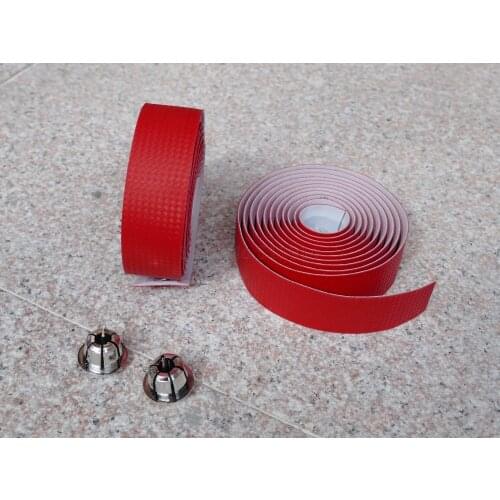 Red Color 3K Carbon Weave Cycling Road Bike Sports Bicycle Cork Handlebar Tape + 2 Bar Plug Carbon Fibre belt Fiber strap Pair