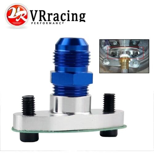 VR - 1/2 NPT Female Aluminum Oil Drain Turbo Flange T3 T4 T04 GT40 GT55 silver + NPT 1/2 TO10AN Flare Fitting blue str