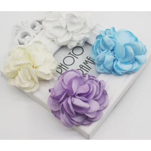 3" Satin Fabric Flower Hair Clips Singed Edges Flower Hairpins For Girls Hair Accessories Wedding Bridal Hair Flowers