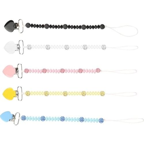 Newborn Pacifier Clips Chain Leash Strap With Nipple Crystal Baby Infant Soother Nipple Holder 2018 Hot Sale Baby Pacifier Clips