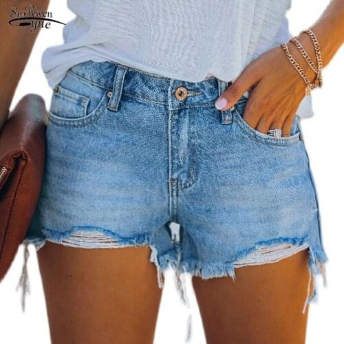 2021 Summer Jeans Women Shorts Casual Fashion Denim Shorts for Women Blue High Waist Straight Female Jeans Short Femme 15324