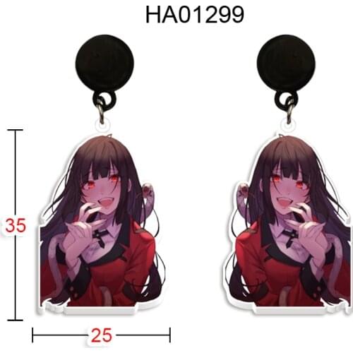 1pair Anime Earrings AcrylicMixed Anime Girl Character Black Drop Earrings Print Pattern Earrings