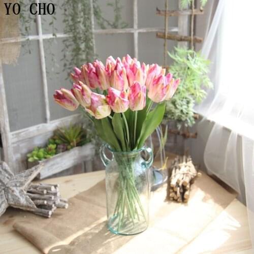1Pc PU Mini Tulip Flowers Branch Real Touch Wedding Flower Bouquet Artificial Flowers for Wedding Home Party Decor Fake Flores