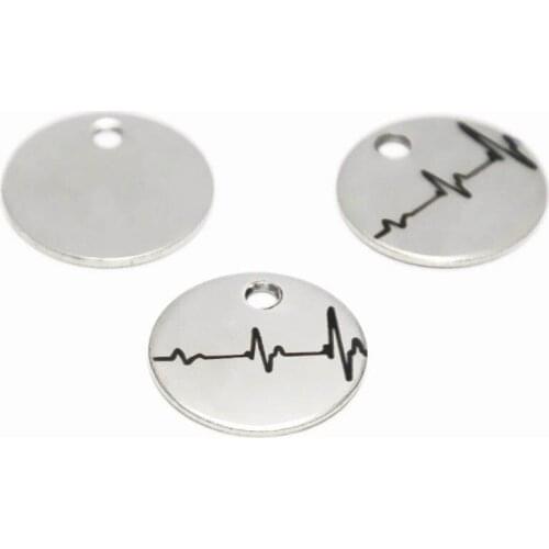 10pcs/lot Heart Beat charm stainless steel funny graphics charm pendant 20mm