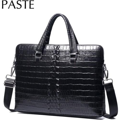 100% Genuine Leather Crocodile Briefcase Men Business Handbag Male Laptop Shoulder Bags Tote Natural Skin Men Briefcase Big