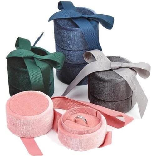 100pcs Creative Round Corduroy Jewelry Box Velvet Ring Pendant Necklace Boxes Jewelry Storage Case Gift Boxes Wholesale SN629