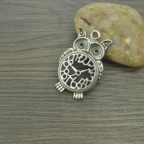 3 pcs/lot Owl clock Antique Silver Plated Bracelets Charm Pendants Fashion Jewelry Making Findings DIY Charms Handmade 4245B