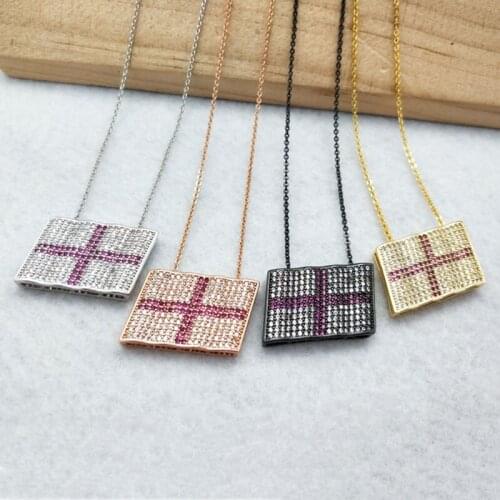5 Pieces Micro Pave Crystal Cubic Zirconia Pendant handcrafted Charm women Jewelry Finding,England flag Necklace NK337