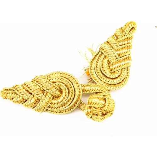 50set Gold Metallic Cord Braided Looped Fastener Closure Knot Buttons Sewing For Craft Handmade Traditional Cheongsam K249