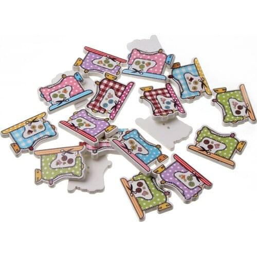 50pcs Sewing Machine 2 Hole Wooden Buttons For Clothing Sewing Accessories Scrapbooking Crafts DIY Button Decoration 20x26mm