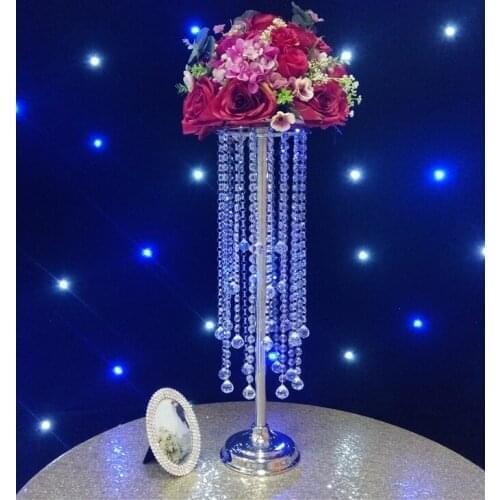 75cm Tall Silver Flower Stand Crystal Table Centerpiece Wedding Decoration 10 pcs/lot