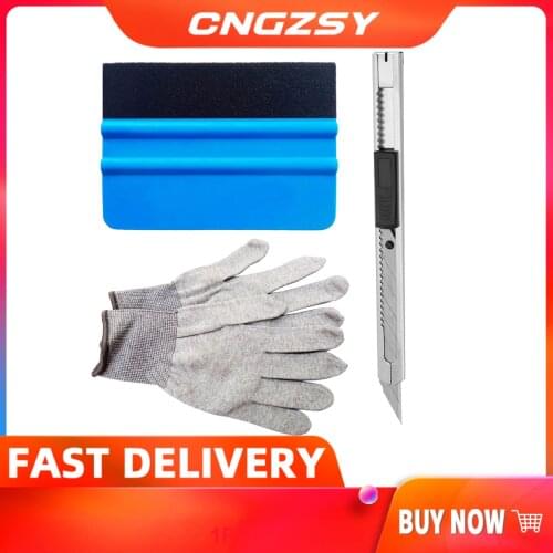 Useful Wrap Scraper Set Kit Plastic Soft Squeegee Snap-Off Art Knife Anti-Static Gloves Car Home Tint Car Window Film Tools K20