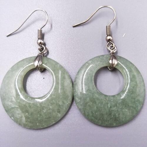 Free Shipping Women Fashion Jewelry 28mm Aventurine Round Beads Dangle Earrings C5302