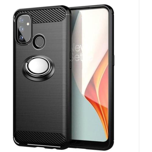 For Oneplus Nord N100 Case Luxury Brushed Carbon Fiber Phone Case For Oneplus Nord N10 5G N100 Magnetic Ring Holder Cover