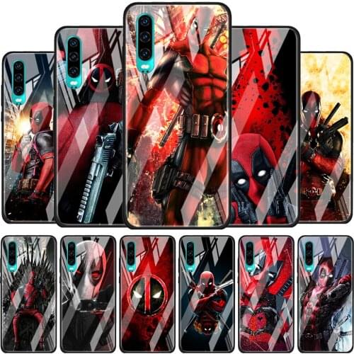 Deadpool Hero Marvel for Huawei P40 P30 Pro Plus P20 P10 Lite P Smart Z 2021 2020 2019 Luxury Tempered Glass Phone Case
