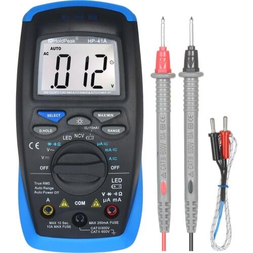 Holdpeak Digital Multimeter TRMS 2000 Counts LCD Auto Ranging AC/DC Amp Volt Ohm Diode Continuity Voltmeter with NCV Live Line