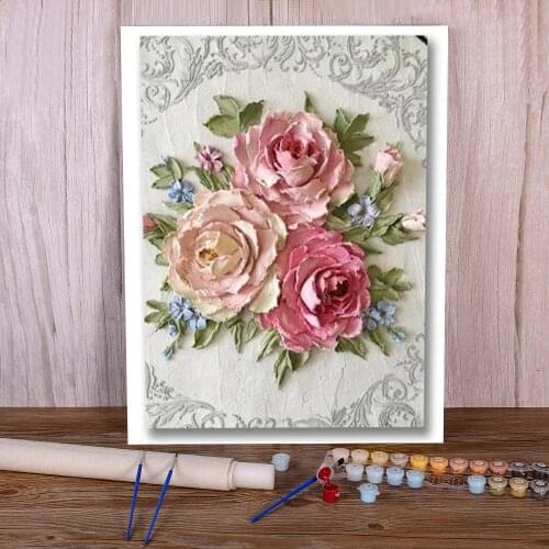 Flowers Art Rose Peony Coloring By Numbers Painting Kit Acrylic Paints 40*50 Canvas Pictures Handmade For Children Handiwork
