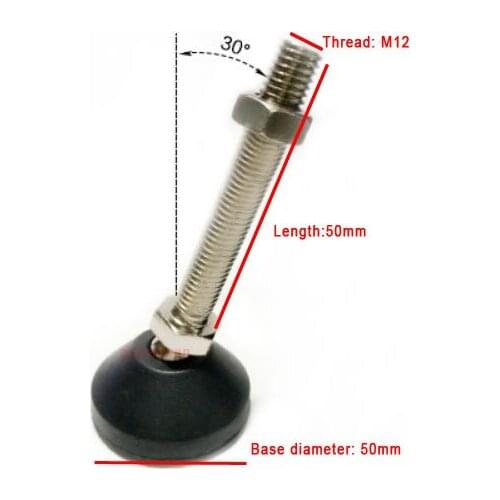 D50 M12 50mm Nylon universal adjustable foot pad Movable supporting leg Machine tool adjusting pin articula swivel feet cup