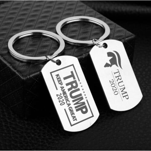 Keep American great Trump Letters Stainless Steel Keychain Square Pendant Keyrings Car Keyholder Keyfob