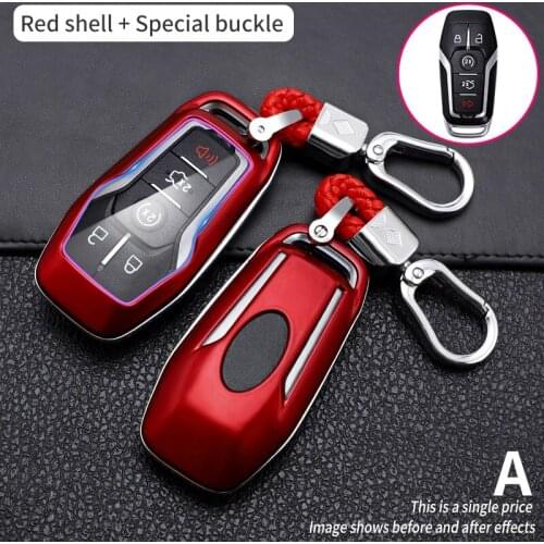For Ford Fusion Edge Explorer Taurus Mustang F-150 For Lincoln MKC MKX MKZ Keychain Carbon Fiber Car Remote Key Case Cover