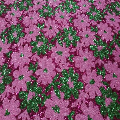 High-end Embroidered Shining Sequins Mesh Fabric Embroidery Leaf/Flower Net Fabric Sewing DIY Wedding Dress/Evening Dress