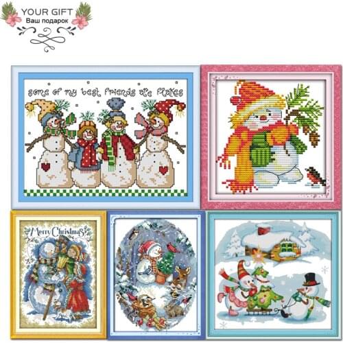 Joy Sunday C599(6)C771K196K620K802 Home Decor Christmas Snowman Merry Christmas Snowmans Friends Needlework Cross Stitch kits