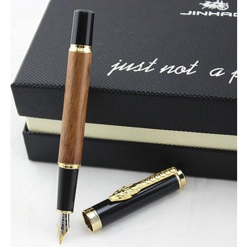 Classic Wooden Fountain Pen Ink 0.5mm Nib Calligraphy Pen Jinhao 8802 Stationery Office School Supplies Custom Models Encrier