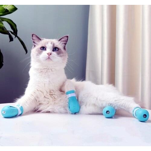 Cat Anti-Scratch Shoes Foot Cover Adjustable Pet Cat Boot For Bathing Cutting Nails Cat Claw Paw Cover Protector Pet Grooming