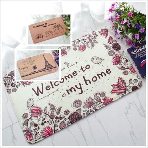 Welcome bird La Tour Eiffe tower pattern printing flannel bay window home carpet mat bathroom kitchen water ski mat
