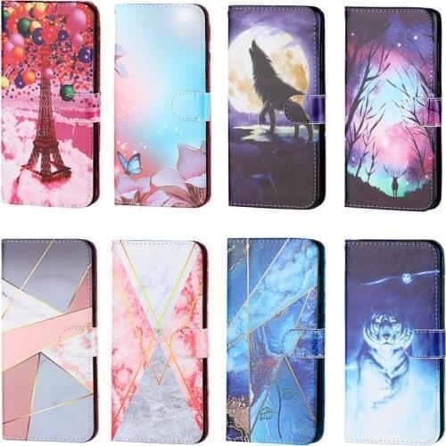 Flip Wallet Leather Phone Case For IPhone 6 7 8 SE 2 6S Plus 12 11 Pro X XS XR Max Marble Deer Butterfly Holder Stand Book Cover