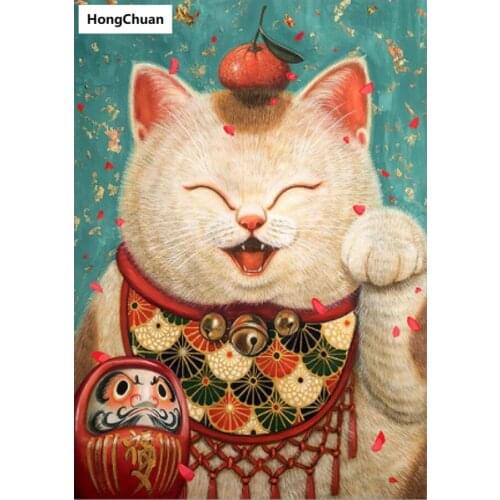 Lucky cat fast delivery 5D DIY square/round diamond painting mosaic diamond cross stitch home decoration art gift