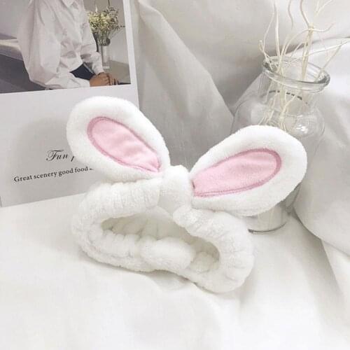 Cute Flannel Soft Bow Rabbit Ears Headband Women Girls Hair Turban Cute Headwear Holder Hair Band Accessories Hairbands Z1H3