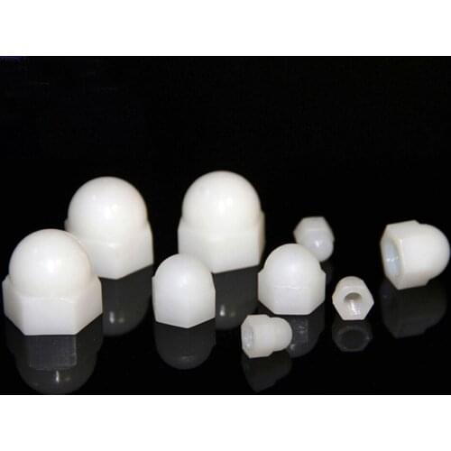Nylon Locking Hex Cap Nut white. 10pcs M3-M20