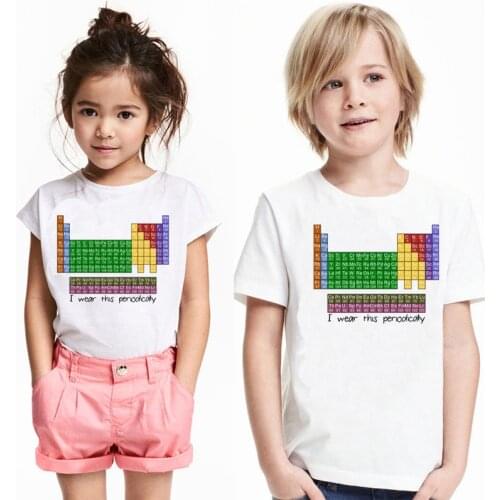 New Summer Fashion Casual Personality Chemical Element Table Pattern Childrens T-shirt Boy and Girl Short Sleeves Birthday Gift