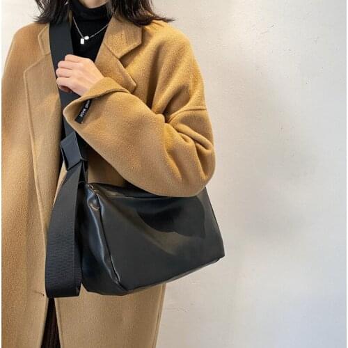 2021 New High Quality Ladies Soft Leather Shoulder Bag Classic Crossbody Bag Commuter Bag Simple Retro Style Messenger Big Bag