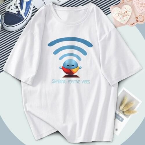 Sending Positive Vibes T-shirts Women O-Neck Fashion Oversize Tshirts Black White Tops Tees Funny Clothing Ladies Camiaetas