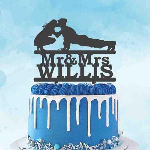 Personalized Wedding Cake Topper Custom Mr Mrs Name Funny Groom Push-up Kiss Bride Cake Topper For Wedding Cake Decoration