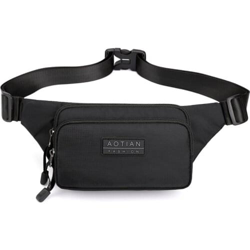 2020 Fashion Unisex Waist Bag Nylon Waterproof Portable Chest Bag Black Zipper Hip Bag Fanny Pack Banana Bag
