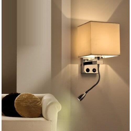 Bedside Wall Lights LED Reading Lamps Wall Lamp Bed Night Lamp Tubing Rocker Light Fabric Sconce Bathroom Home Fixtures Lighting