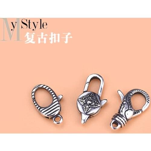 QQ clasp retro Thai silver pendant clasp 925 pure silver DIY accessories necklace ring clasp